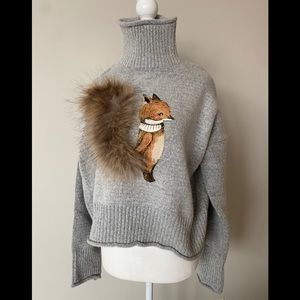 Cute fox sweater with soft faux fur